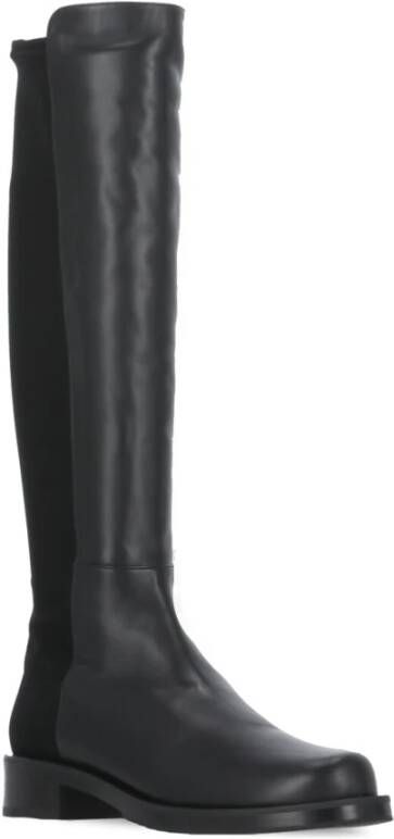 Stuart Weitzman Zwarte Leren en Stoffen Dameslaarzen Black Dames