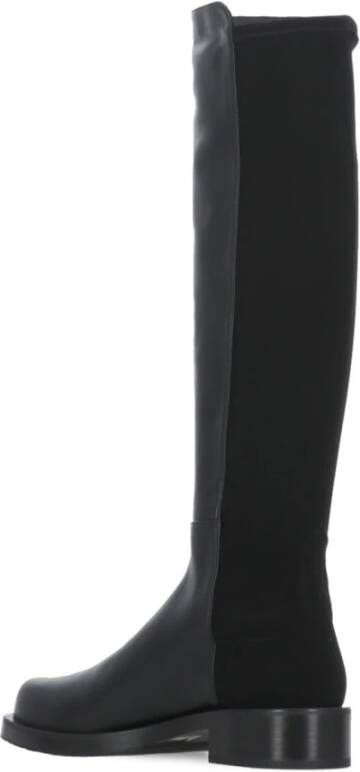 Stuart Weitzman Zwarte Leren en Stoffen Dameslaarzen Black Dames