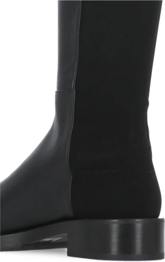 Stuart Weitzman Zwarte Leren en Stoffen Dameslaarzen Black Dames