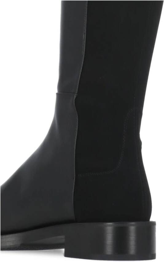 Stuart Weitzman Zwarte Leren en Stoffen Dameslaarzen Black Dames