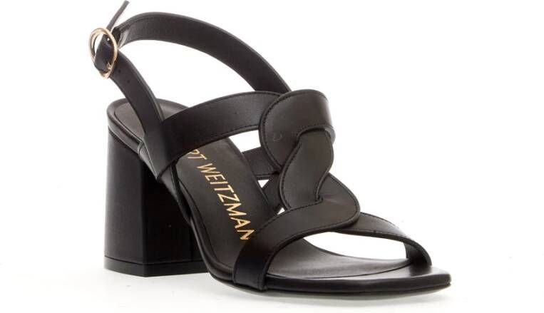 Stuart Weitzman Zwarte Leren Gevlochten Sandalen Black Dames