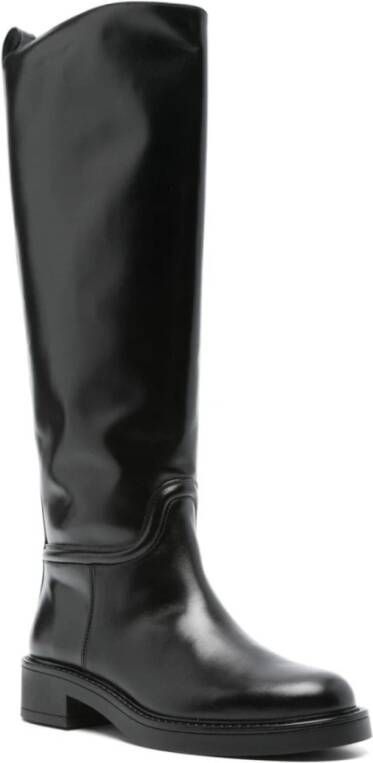 Stuart Weitzman Zwarte Leren Instap Blokhak Laarzen Black Dames