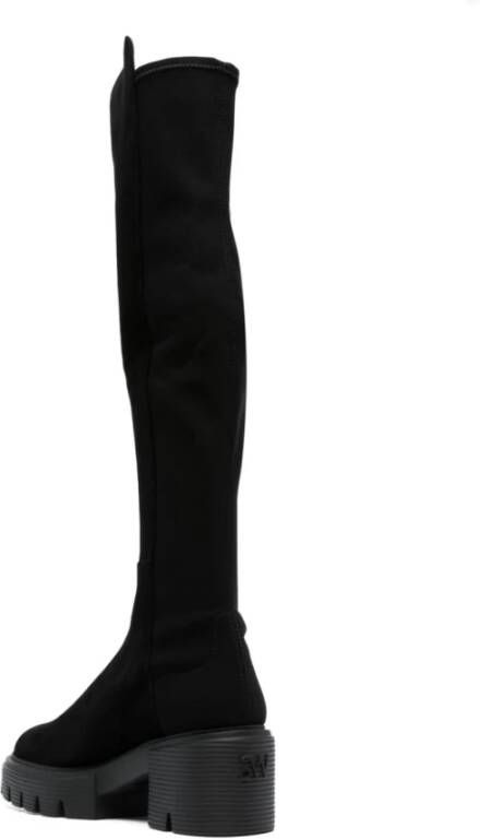 Stuart Weitzman Zwarte leren kniehoge instaplaarzen Black Dames