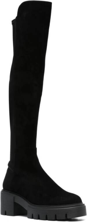 Stuart Weitzman Zwarte leren kniehoge instaplaarzen Black Dames