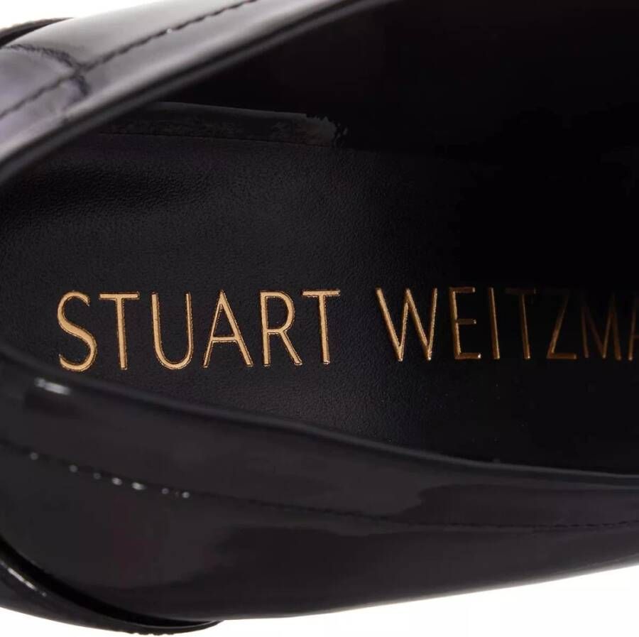 Stuart Weitzman Zwarte leren loafer met blokhak Black Dames