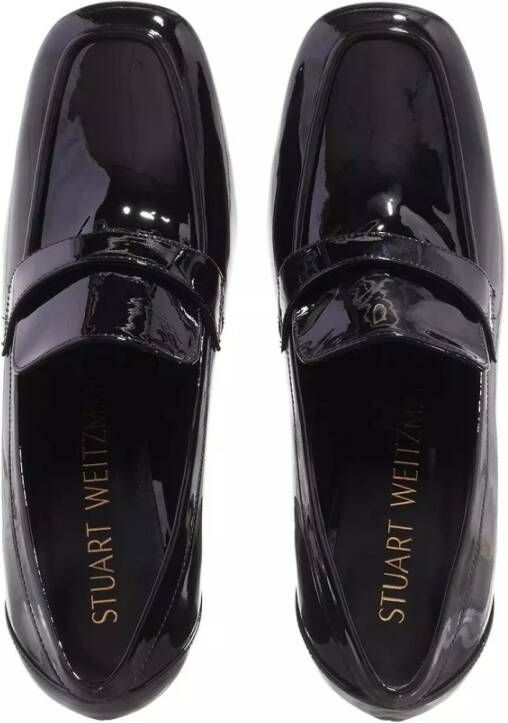 Stuart Weitzman Zwarte leren loafer met blokhak Black Dames