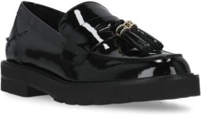 Stuart Weitzman Zwarte Leren Loafers met Kwastdetail Black Dames