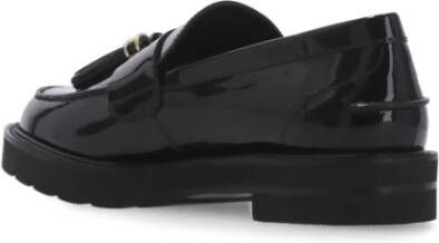 Stuart Weitzman Zwarte Leren Loafers met Kwastdetail Black Dames