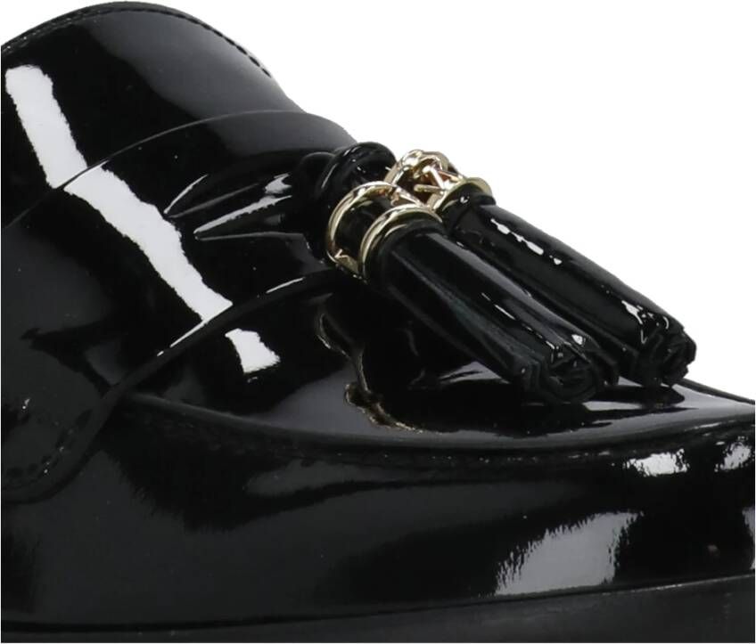 Stuart Weitzman Zwarte Leren Loafers met Kwastdetail Black Dames