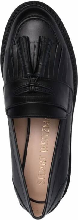 Stuart Weitzman Zwarte leren mocassins met kwastjes Black Dames