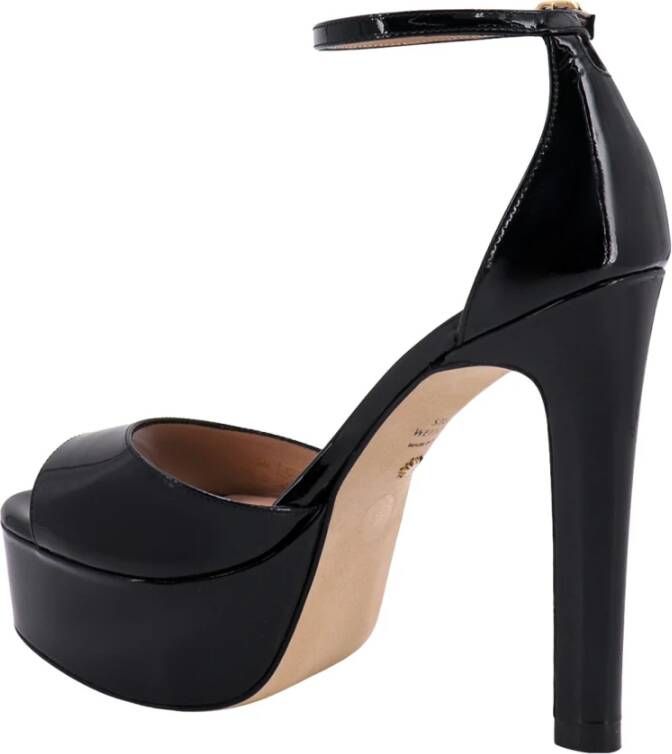 Stuart Weitzman Zwarte Patentleren Hoge Hak Sandalen Black Dames