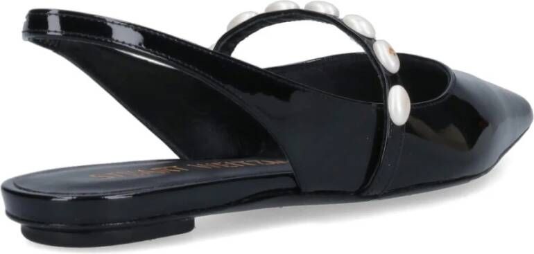 Stuart Weitzman Zwarte Slingback Parel Detail Platte Schoenen Black Dames