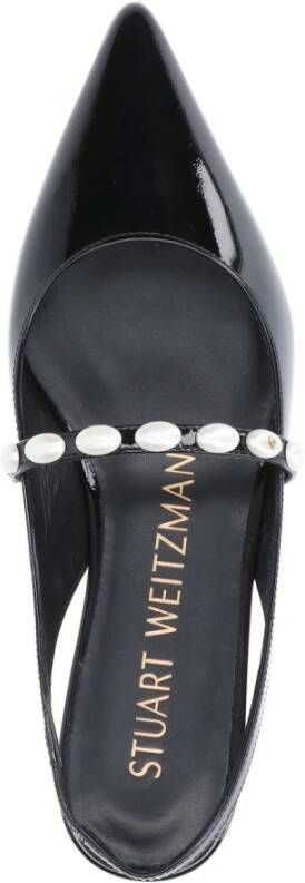 Stuart Weitzman Zwarte Slingback Parel Detail Platte Schoenen Black Dames