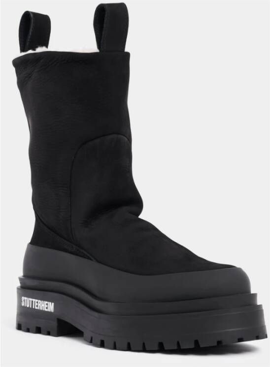 Stutterheim Chunky Nubuck Mid-Calf Waterdichte Laarzen Black Unisex