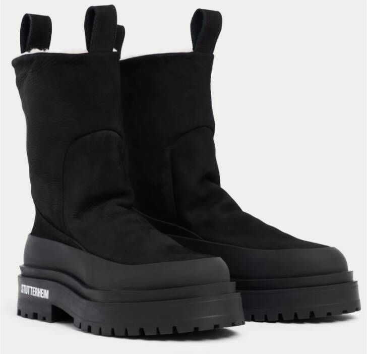 Stutterheim Chunky Nubuck Mid-Calf Waterdichte Laarzen Black Unisex