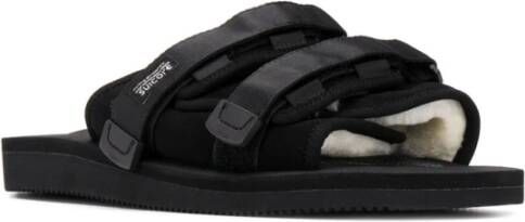 Suicoke Zwarte Leren Slides Sandalen Black Dames