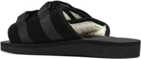 Suicoke Zwarte Leren Slides Sandalen Black Dames