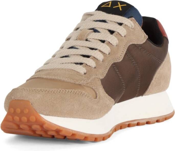 Sun68 Bicolor Leren en Stoffen Sneakers Beige Heren