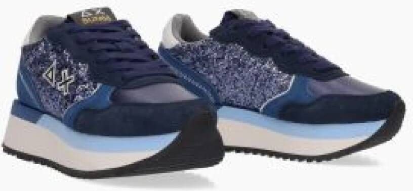 Sun68 Blauwe Glitter Sneakers Dames Collectie Blue Dames