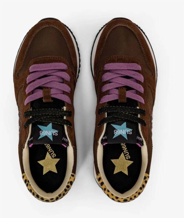 Sun68 Bruine Glitter Logo Sneakers Brown Dames