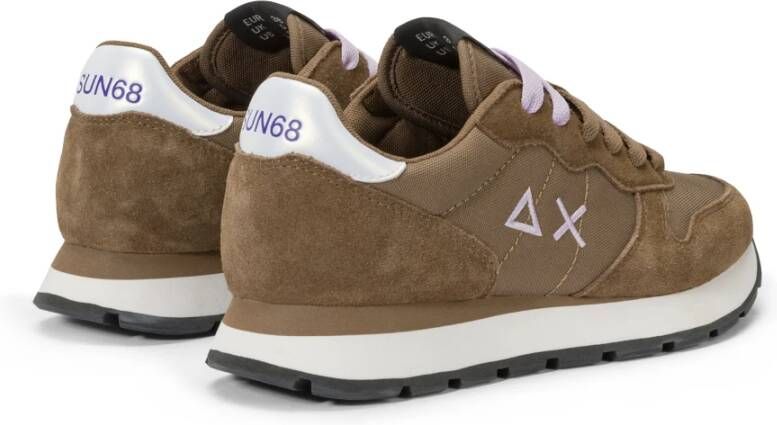 Sun68 Bruine leren sneakers met roze logo Brown Dames