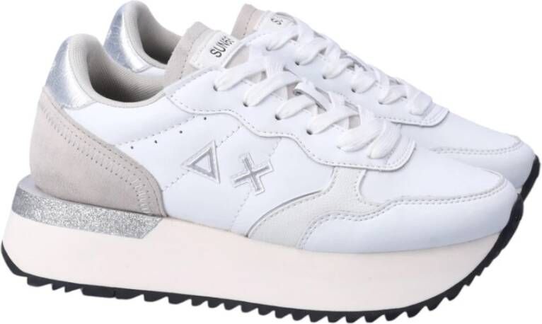 Sun68 Dames Lage Sneakers van Leer White Dames