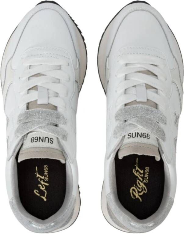 Sun68 Dames Lage Sneakers van Leer White Dames