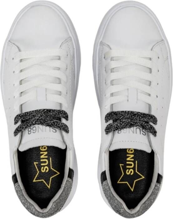 Sun68 Dames Sneakers van Leer met Glitterdetail Wit Dames