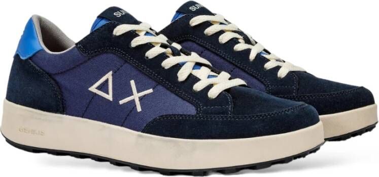 Sun68 Genius Navy Blue Herensneakers Blauw Heren