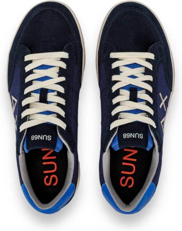 Sun68 Genius Navy Blue Herensneakers Blauw Heren