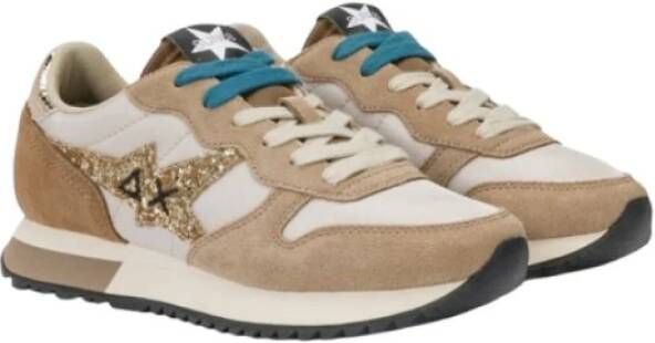 Sun68 Glitter Logo Stargirl Sneakers Beige Dames