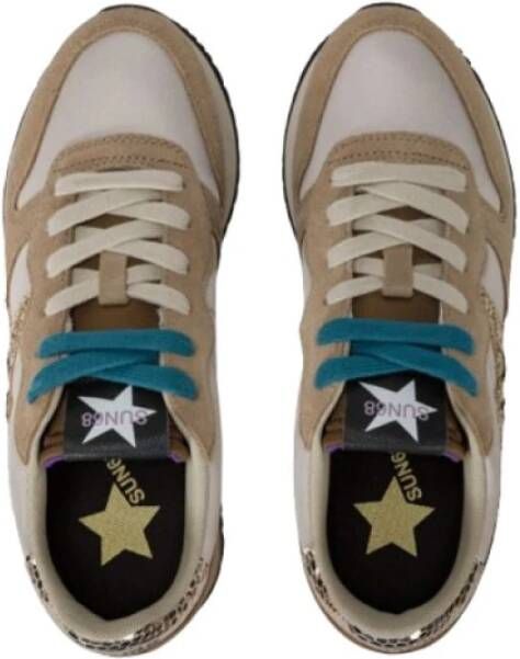 Sun68 Glitter Logo Stargirl Sneakers Beige Dames