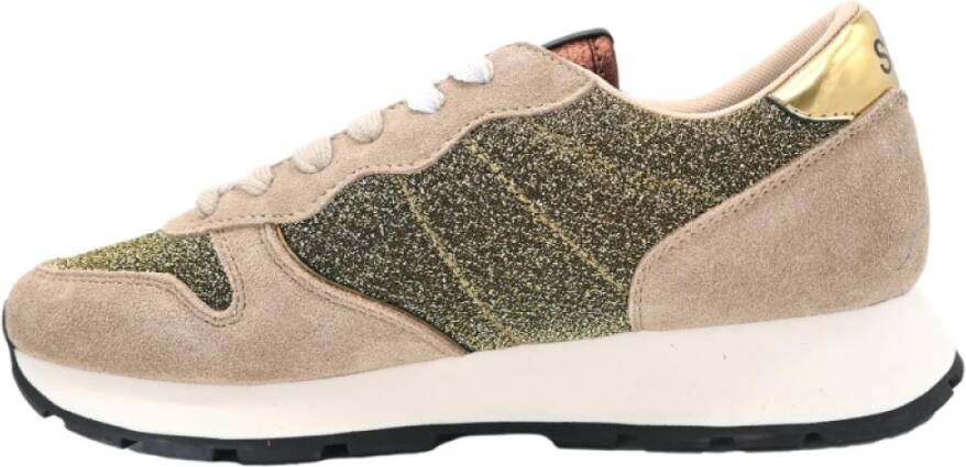 Sun68 Glitter Mesh Beige Sneakers Multicolor Dames