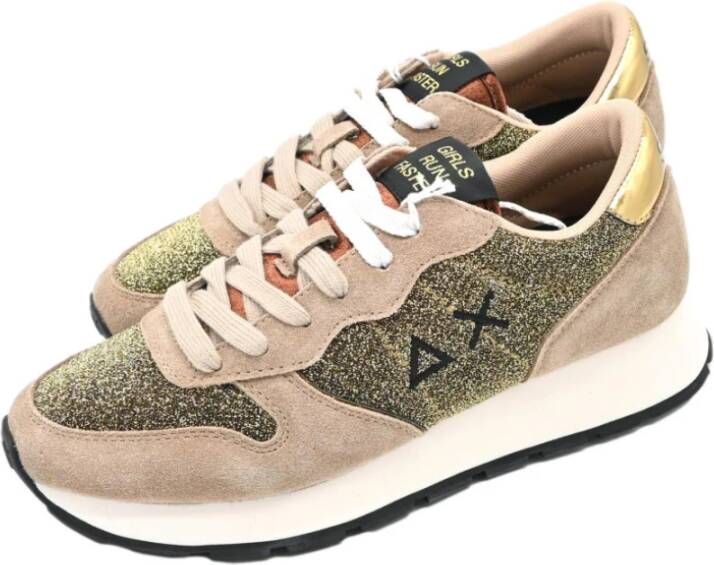 Sun68 Glitter Mesh Beige Sneakers Multicolor Dames