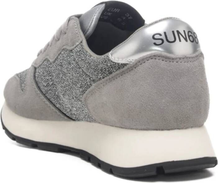 Sun68 Glitter Mesh Sneakers met stoffen veters Gray Dames