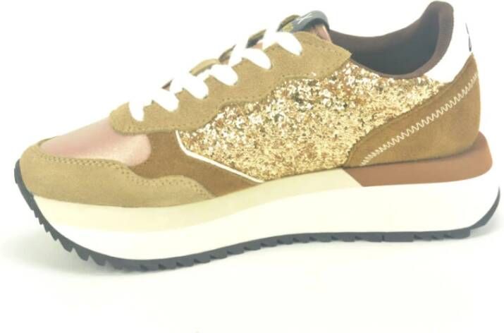 Sun68 Glitter Runner in Goud Yellow Dames