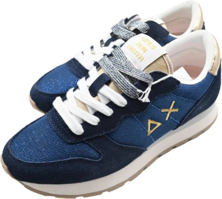 Sun68 Glitter Textiel Marineblauwe Sneakers Blue Dames