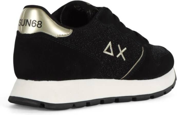 Sun68 Glitter Textiel Sneakers met Leer Black Dames