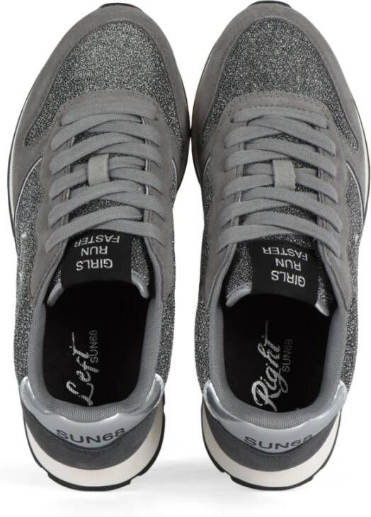 Sun68 Glitter Textiel Sneakers met Leren Inzetstukken Gray Dames