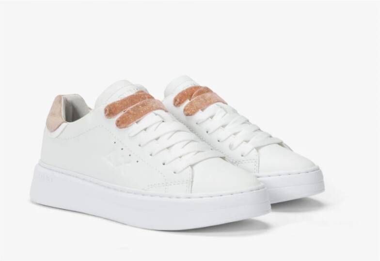 Sun68 Grace Leather Sneakers in Wit Roze White Dames