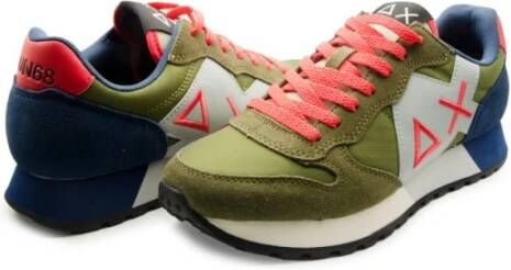 Sun68 Groene leren sneakers Jaki Solid Green Heren