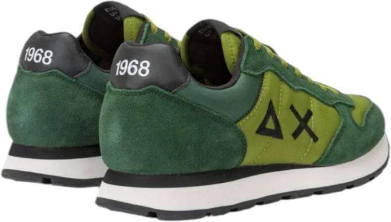 Sun68 Groene Tom Sneaker met Mix van Materialen Green Heren