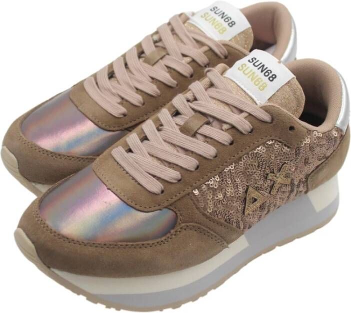 Sun68 Kate Paillettes Beige Sneakers Brown Dames