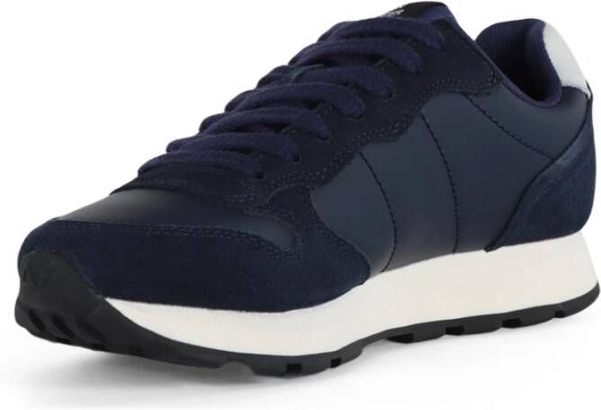 Sun68 Klassieke leren sneakers met materialen Blue Heren