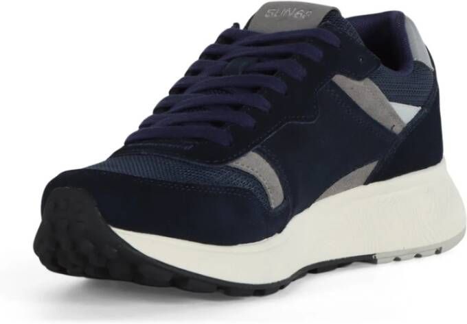 Sun68 Leren en stoffen sneakers Blue Heren