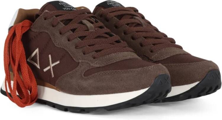 Sun68 Leren en stoffen sneakers TOM Solid Brown Heren