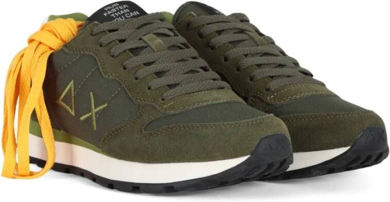 Sun68 Leren en Stoffen Sneakers TOM Solid Green Heren