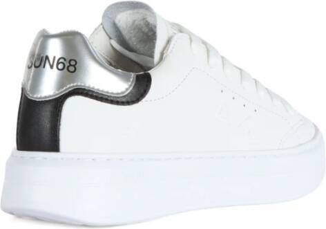 Sun68 Leren Logo Sneakers met Contrast Zool White Dames