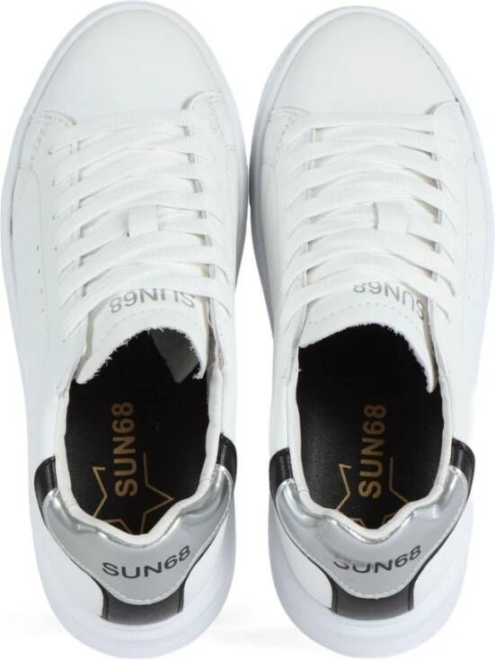 Sun68 Leren Logo Sneakers met Contrast Zool White Dames