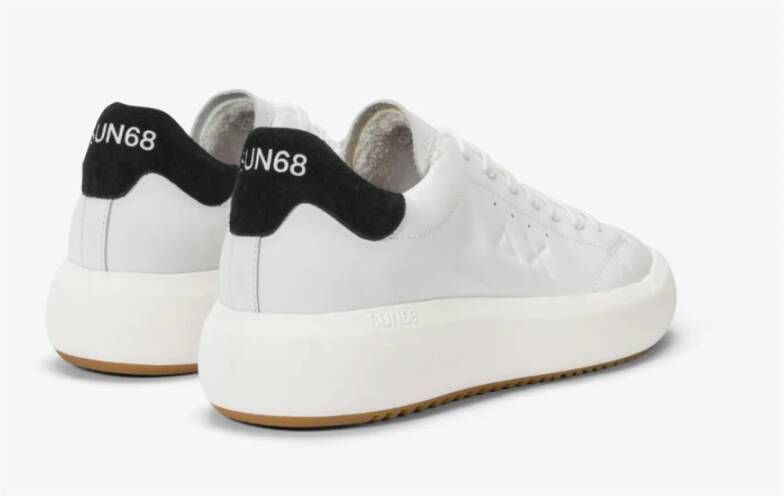 Sun68 Leren Sneakers in Wit Zwart White Heren